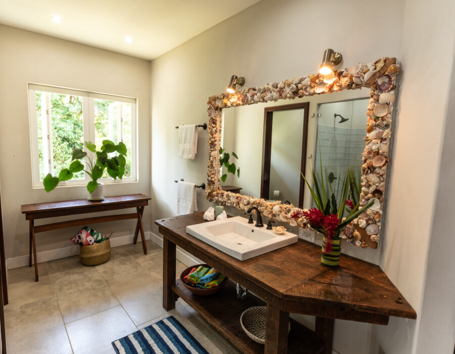 enter of the bathroom with mirror