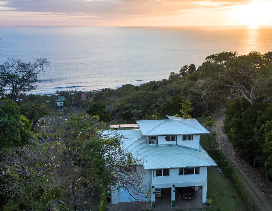 Drone view of Casa Colby at sunset