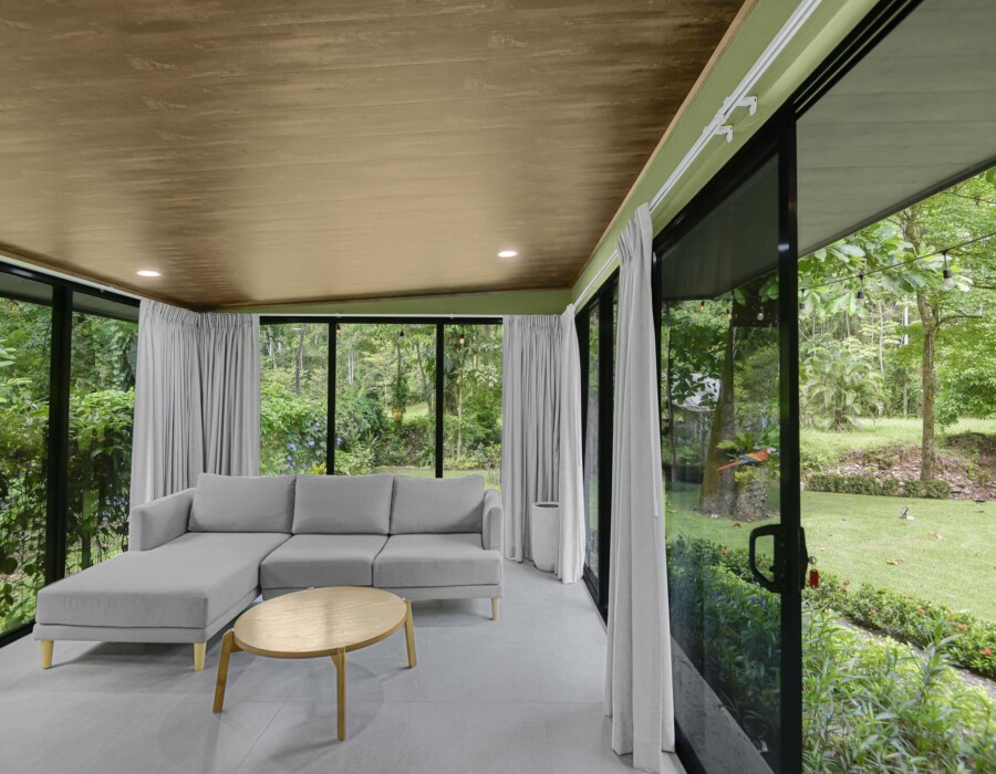 Private sofa inside a room at Seven Ranch