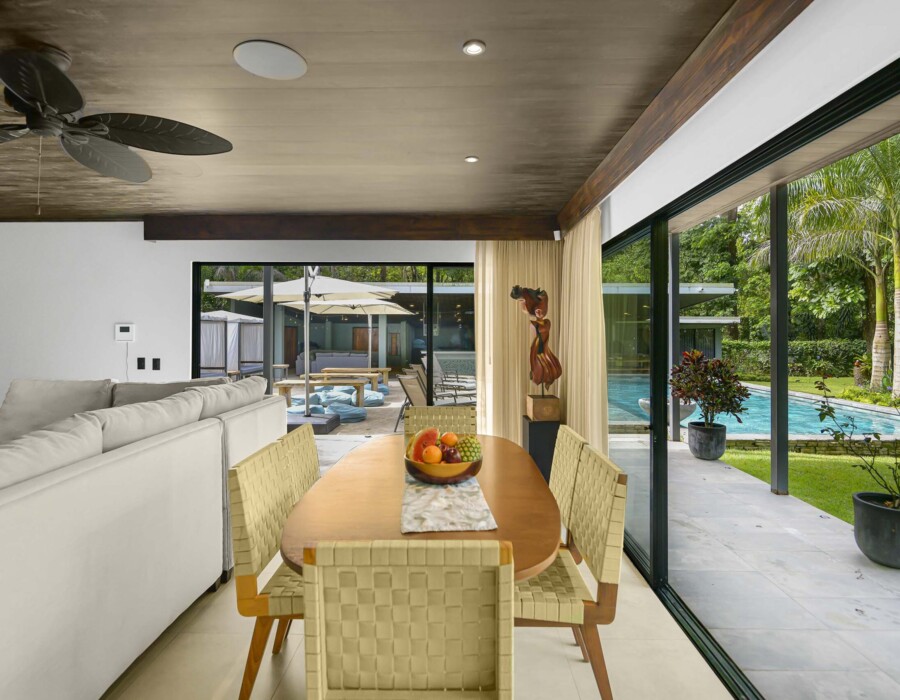 Incredible view from the dining room towards the pool at Seven Ranch