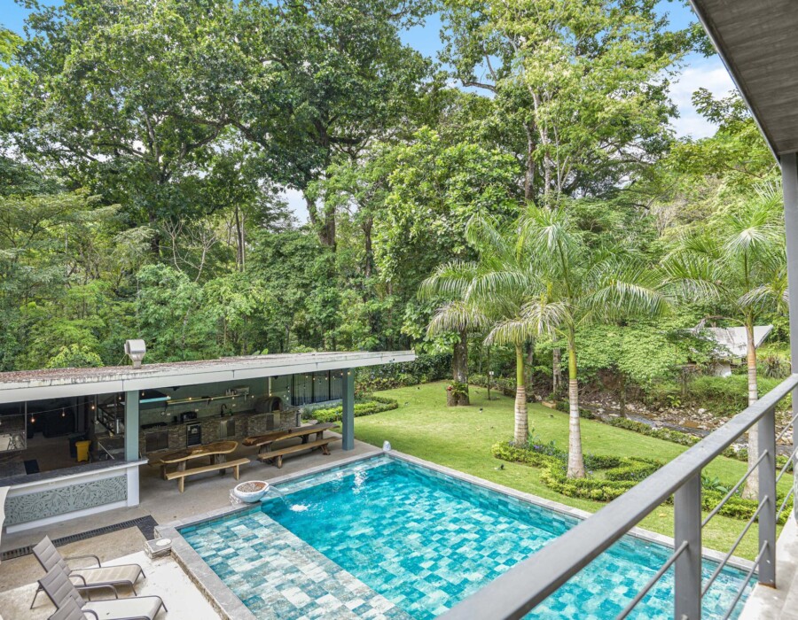Pool view from the balcony at Seven Ranch
