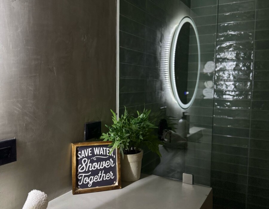 bathroom with mirror, from Casa Brisa