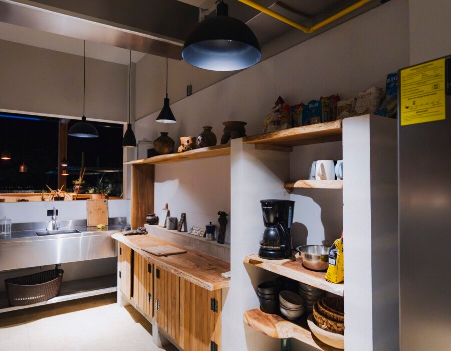 Spacious kitchen ideal for group dining in beachfront villa