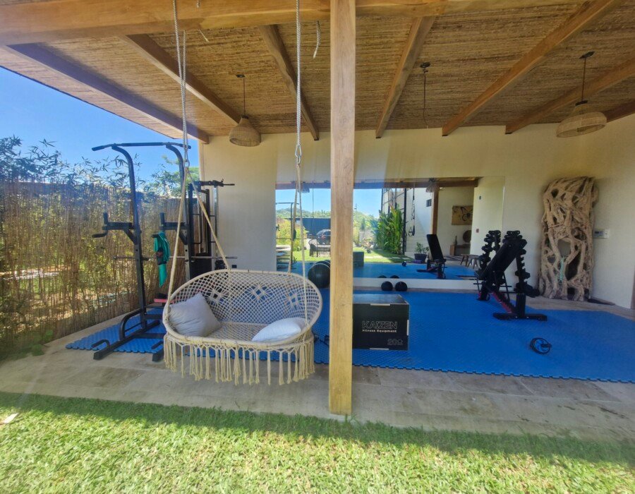 Covered workout space with gym equipment in Costa Rica luxury villa