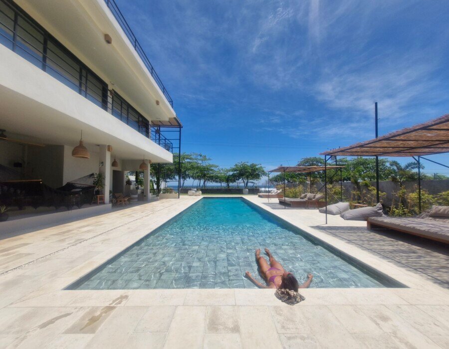 Luxury pool with daytime view in Costa Rica beachfront villa