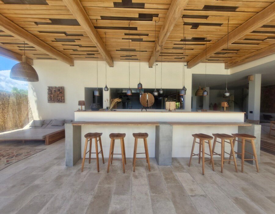 Open-air bar with seating in beachfront property near Jaco Costa Rica