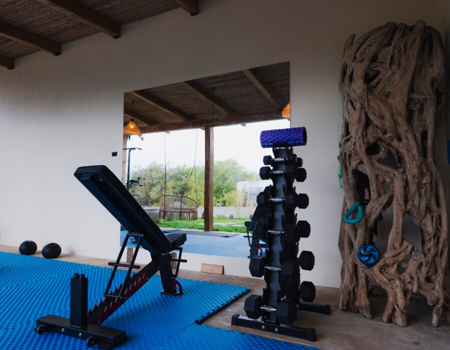 Private gym with fitness equipment in luxury villa near Jaco Costa Rica