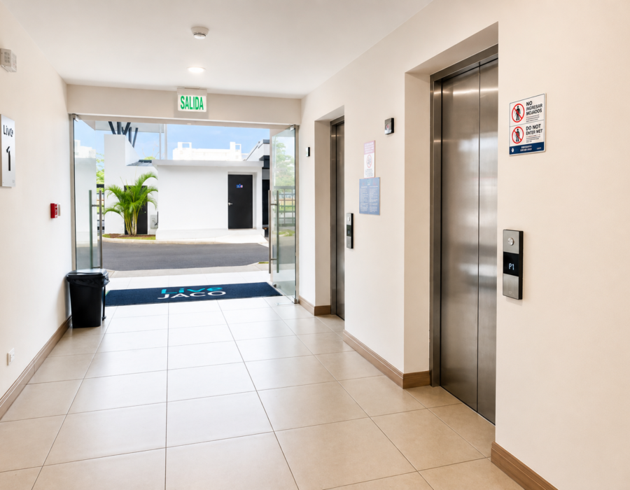 Elevator and exit area at Casa Live 1708