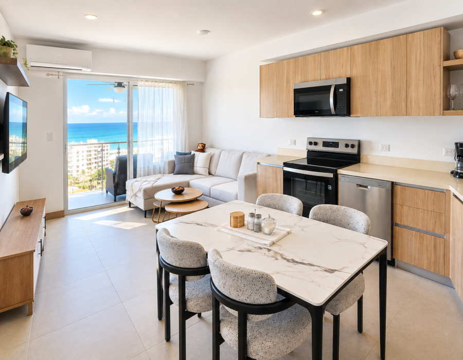 Dining area with ocean view at Casa Live 1708